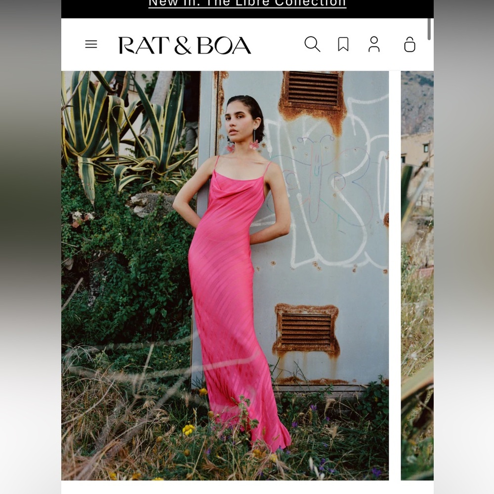 Rat & Boa Cerise Slip Midi Dress - Bright Pink